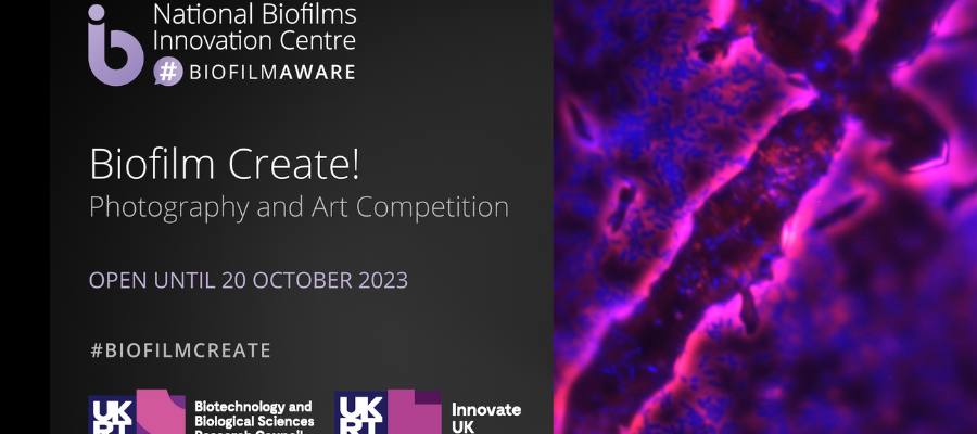 Biofilm Competition 2023 announcement banner - deadline 23 October 2023